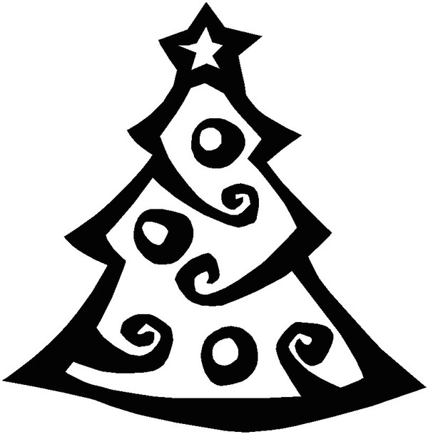 free clip art christmas tree black and white - photo #11